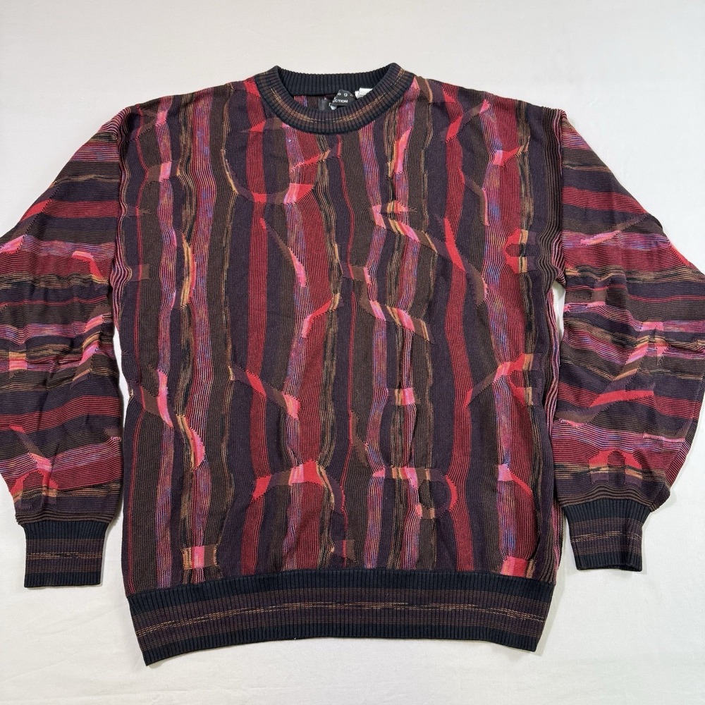 Vintage Protege Collection 3D Knit Coogie Style Sweater Mens Medium Crewneck EUC